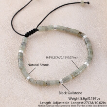(Glitter Stone) Geometric Beaded Turquoise Bracelet With Adjustable Woven Cord Casual Wear For