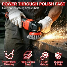 7-Teiliges Drahtbürstenset für 4,5" Winkelschleifer, 3" & 4" Geknotete & Gewellte Kohlenstoffstahl-Tassenräder, 5/8"-11 UNC Welle
