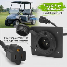 Oplaadpoort Dekplaat Adapter voor Ezgo TXT36 voor EXTRON Golfkar, 120V Stekker Vervang Oplaadcontactdoos voor Lithiumbatterij
