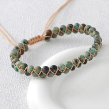 (African Pine) Natural Agate Beaded Hand Chain With Geometric Design For Yoga And Gift Giving