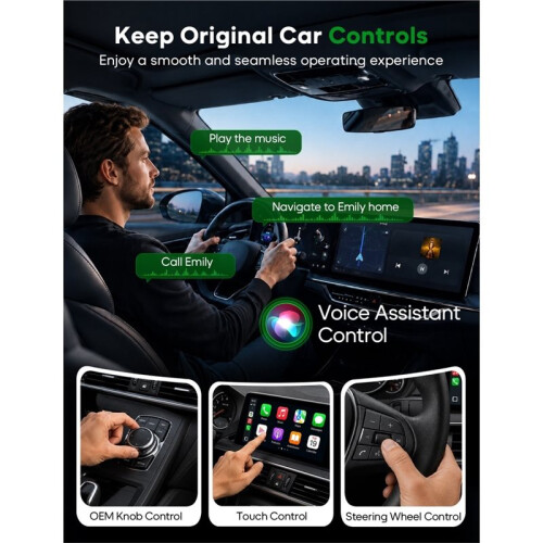 2-in-1 Wireless CarPlay & Android Auto Adapter,  Size Plug and , Seamless Wired to Wireless Conversion, USB-C 1