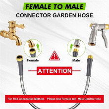Short Metal Water Hose 3ft Connector 5/8"Stainless Steel Flexible Water Hose Extension Male to Female Leader Kink Free