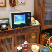 1/12 Puppenhaus -TV mit USB-Anschluss 2,4 Zoll Bildschirm 8GB Speicher 600mAh Akku Miniatur LCD-Fernseher für Puppenhaus