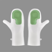 (Green Gloves)Waterresistant Pvc Rubber Gloves With Multifunctional Brush For Kitchen And Needs Laundry
