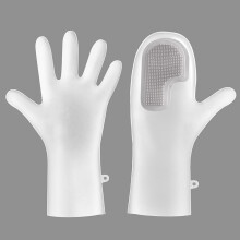 (Gray Dish Brush)Waterresistant Pvc Rubber Gloves With Multifunctional Brush For Kitchen And Needs Laundry