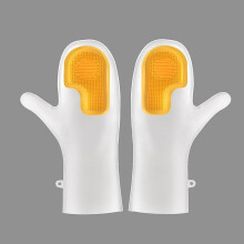 (Yellow Gloves)Waterresistant Pvc Rubber Gloves With Multifunctional Brush For Kitchen And Needs Laundry