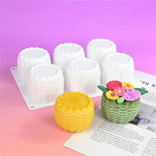 Flower Basket Silicone Mold, 3D 6-Cavity Mousse Cake Decorating Tools, Resin Candle Soap Making Mould for DIY Baking