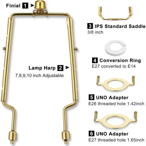 Suporte para Abajur, Harpa de Lâmpada Ajustável de 7, 8, 9 e 10 Polegadas, Peças de Hardware, Acessórios para Suporte de Lâmpada 2