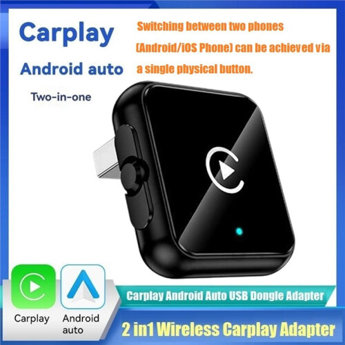 2in1 Wireless Carplay Android AUTO BT5.0  AI Box Switchable Android/IOS USB Adapter Wired to Wireless Carplay A 1