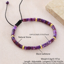 (Purple Synthetic) Geometric Beaded Turquoise Bracelet With Adjustable Woven Cord Casual Wear For