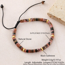 (Black Red) Geometric Beaded Turquoise Bracelet With Adjustable Woven Cord Casual Wear For