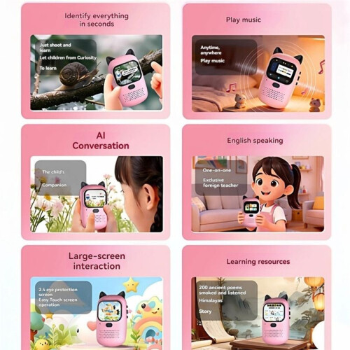 AI Learning Camera Cloud Ultra Photo-Based Object Recognition Knowledge Popularization Voice Interaction AI Robot Black 1