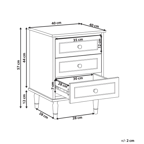 Beliani 3 Drawer Bedside Table OBERON Beige 2