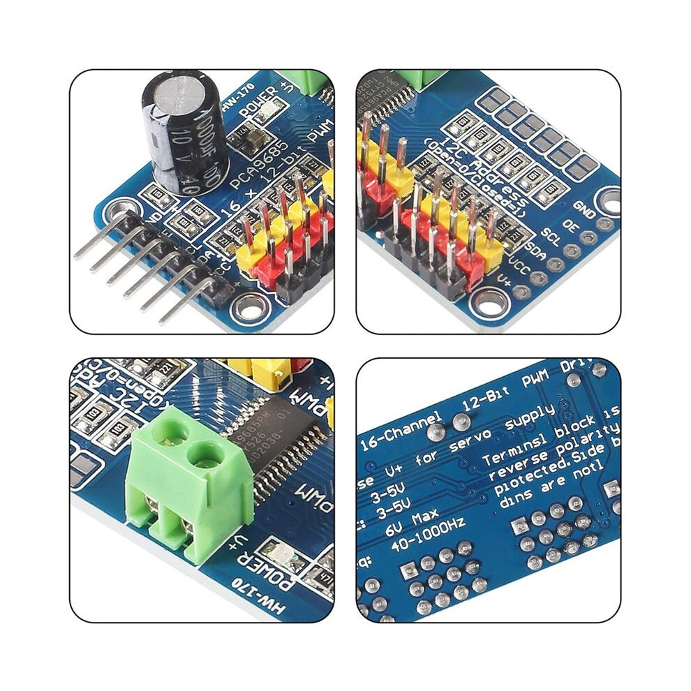4 Pièce PCA9685 16 Canaux 12 Bits PWM Carte de Pilote de Moteur Servo ...