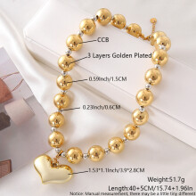 (NY051) Pendant Romantic Heartshaped Necklace With Natural Stones For Womens Daily Jewelry