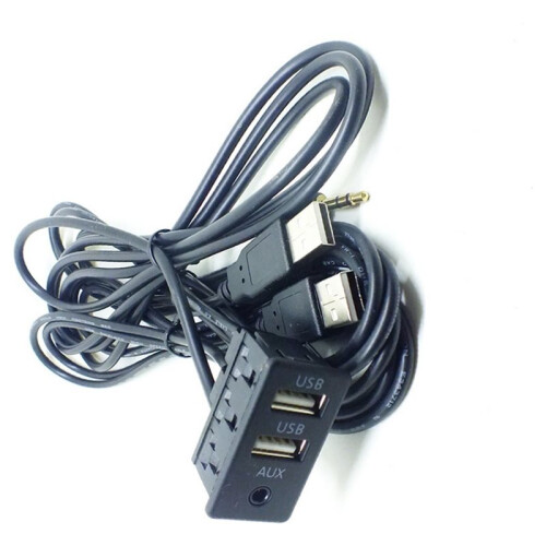 Car Dash Flush Mount USB Port Panel Auto Boat 150cm Cable Adapter 3Port Universal for 1
