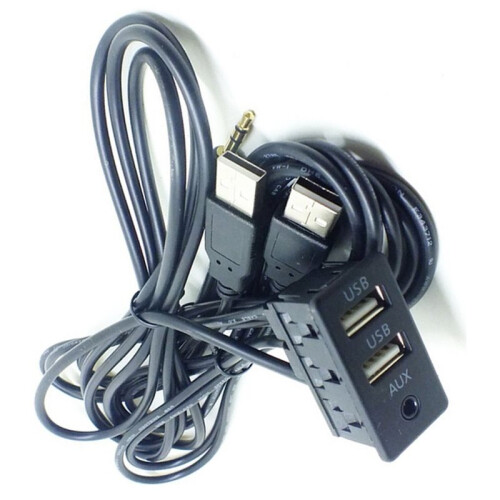 Car Dash Flush Mount USB Port Panel Auto Boat 150cm Cable Adapter 3Port Universal for 2