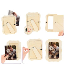 10 Pack Wooden Picture Frames, Small Standing Photo Frame for DIY Wood Decorative Arts, Birthday Party Gifts, Wave Shape