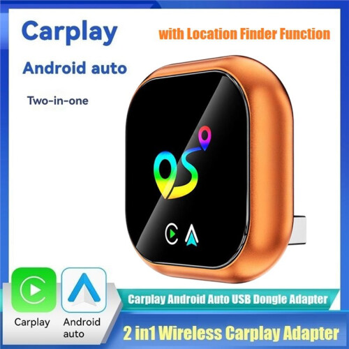 2in1 Wireless Carplay Android AUTO Adapter AI Box Bluetooth5.0+WiFi Wired to Wireless Carplay Location Finder Function B 1