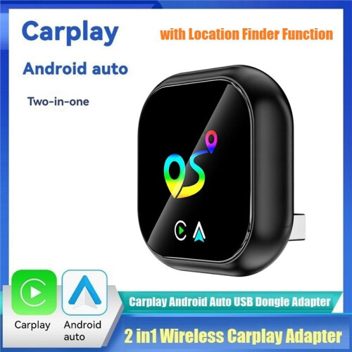 2in1 Wireless Carplay Android AUTO Adapter AI Box Bluetooth5.0+WiFi Wired to Wireless Carplay Location Finder Function A 1