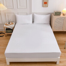 (White, 160x200cm) Extra Plain Deep Fitted Sheet For Single Double King Bed Sheet Lightweight Polyester With