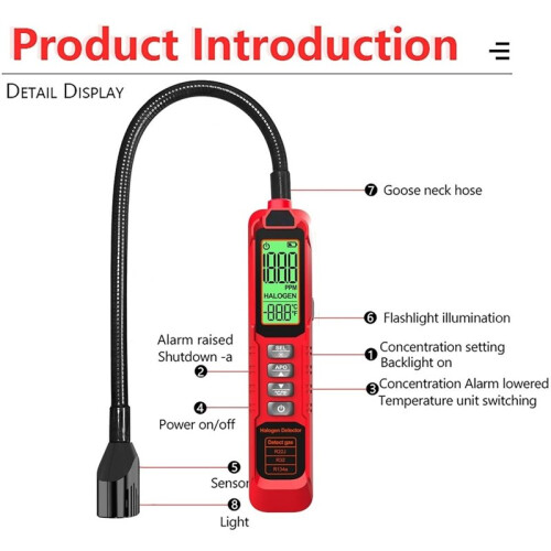 GL77A Halogen Refrigerant Leak Detector, High Sensitivity Freon Sniffer for HVAC Systems 1