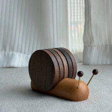 (Walnut)Dessous de verre ronds élégants en bois avec motif escargot magnétique pour cuisine et salle à manger