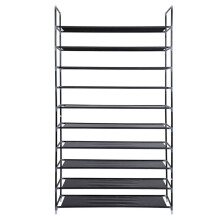 10 Tiers Non Woven Fabric Shoe Rack with Handle Lightweight Space Saving Storage for Home Dormitory Office Black