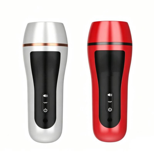 (Red)Digital Aircraft Cup Adult Male Masturbator With Vibration Function And Control Button 1