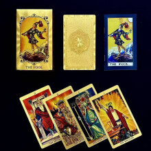 (Style T)Wettex Universe Hand Gold Foil Tarot Cards With Pet Material For Social Gatherings