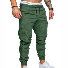 (Green, Tag2XL=US L) Fashion Urban Mens Slim Fit Zipper Shirring Twill Cargo Trousers Pants Jogger