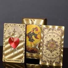 (Style W)Wettex Universe Hand Gold Foil Tarot Cards With Pet Material For Gatherings Social