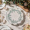 (Red)Durable Canvas Embroidered Floral Table Cover With Nonslip Backing Home For 2