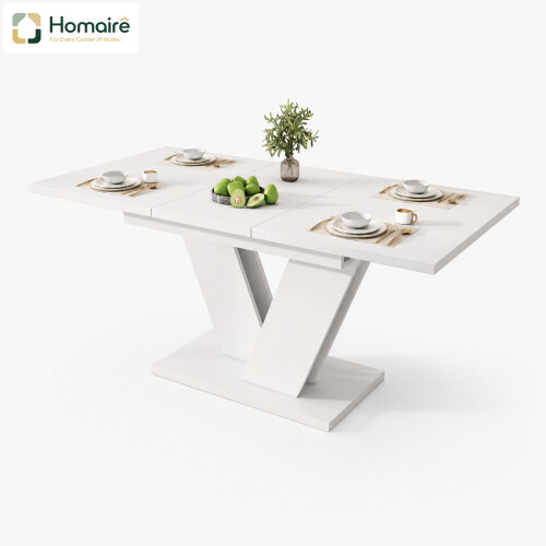 HOMAIRE Extendable White Dining Table 120-160cm