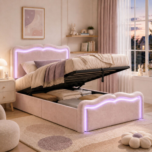HOMAIRE Pink Velvet 3FT Ottoman Bed Frame 2