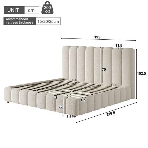 HOMAIRE Super King Upholstered Bed White Bouclé 1