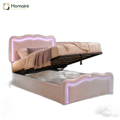 HOMAIRE Pink Velvet 3FT Ottoman Bed Frame