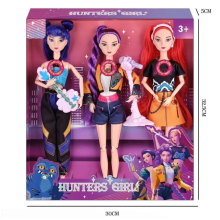 ([3PCS/Set] Rumi+Mira+Zoey) 3PCS Singing Collectible Cosplay Kpop Demon Hunters Dolls Moveable Joint Figure