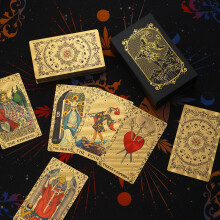 (Gold Pink)Coleção clássica de cartas de tarô para aprender com opções de idioma caixa de presente para eventos sociais