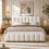 HOMAIRE Super King Upholstered Bed White Bouclé 4