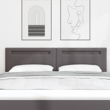 vidaXL LED Kopfteil Grau 180 cm Kunstleder