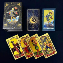 (Style F)Wettex Universe Hand Gold Foil Tarot Cards With Pet Material For Social Gatherings