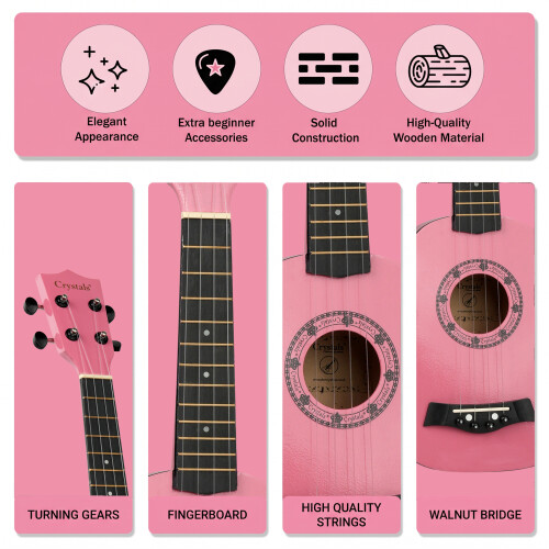 21" Soprano Beginners Ukulele with Gig Bag, Felt Pick & Spare Strings 1