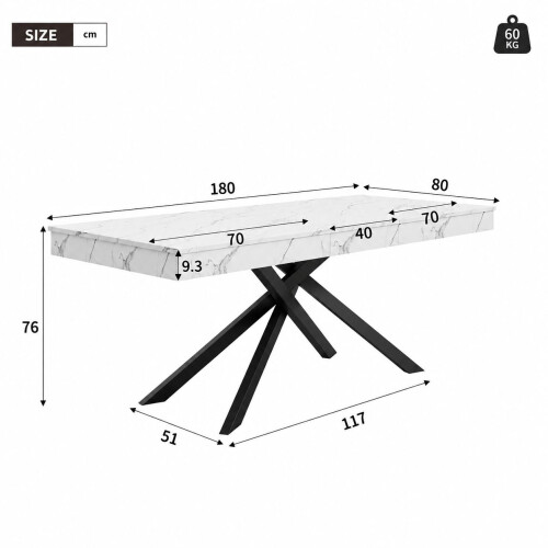 HOMAIRE Extendable White Marble Dining Table 1