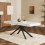 HOMAIRE Extendable White Marble Dining Table 4