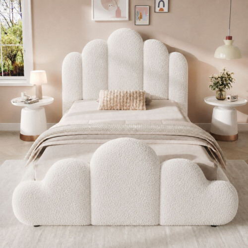 HOMAIRE 3FT Bouclé Petal Bed Cream White 2