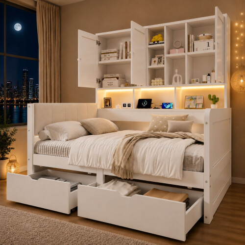 HOMAIRE Kids Storage Bed 90x190cm White 2