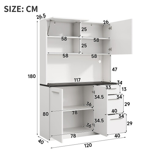 HOMAIRE White Sideboard with USB & LED Light 1