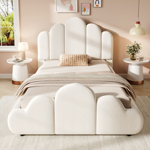 HOMAIRE 3FT Velvet Bed Frame Beige 90x190cm 2