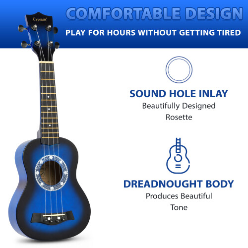 21" Soprano Beginners Ukulele with Gig Bag, Felt Pick & Spare Strings 1
